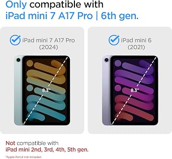 Spigen for iPad mini 7 Case A17 Pro (2024), 8.3 Inch Liquid Air Folio iPad mini 7th/6th Generation Case (2024/2021), Black