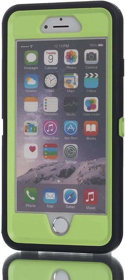 iPhone 6 Case, iPhone 6S Case [HEAVY DUTY] AICase® Built-in Screen Protector Tough 3 in 1 Rugged Shorkproof Cover for Apple iPhone 6/6S (Black/Green)