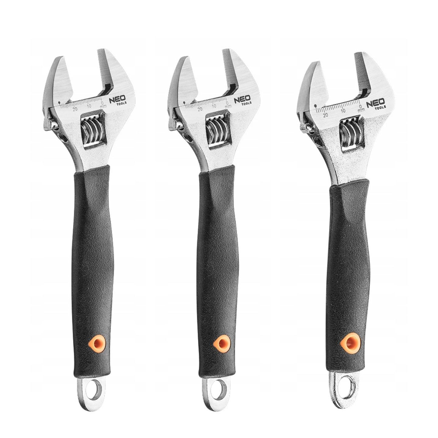 NEO TOOLS Lot de 3 clés à molette réglables avec clé à molette 150, 200, 250 mm en acier CrV