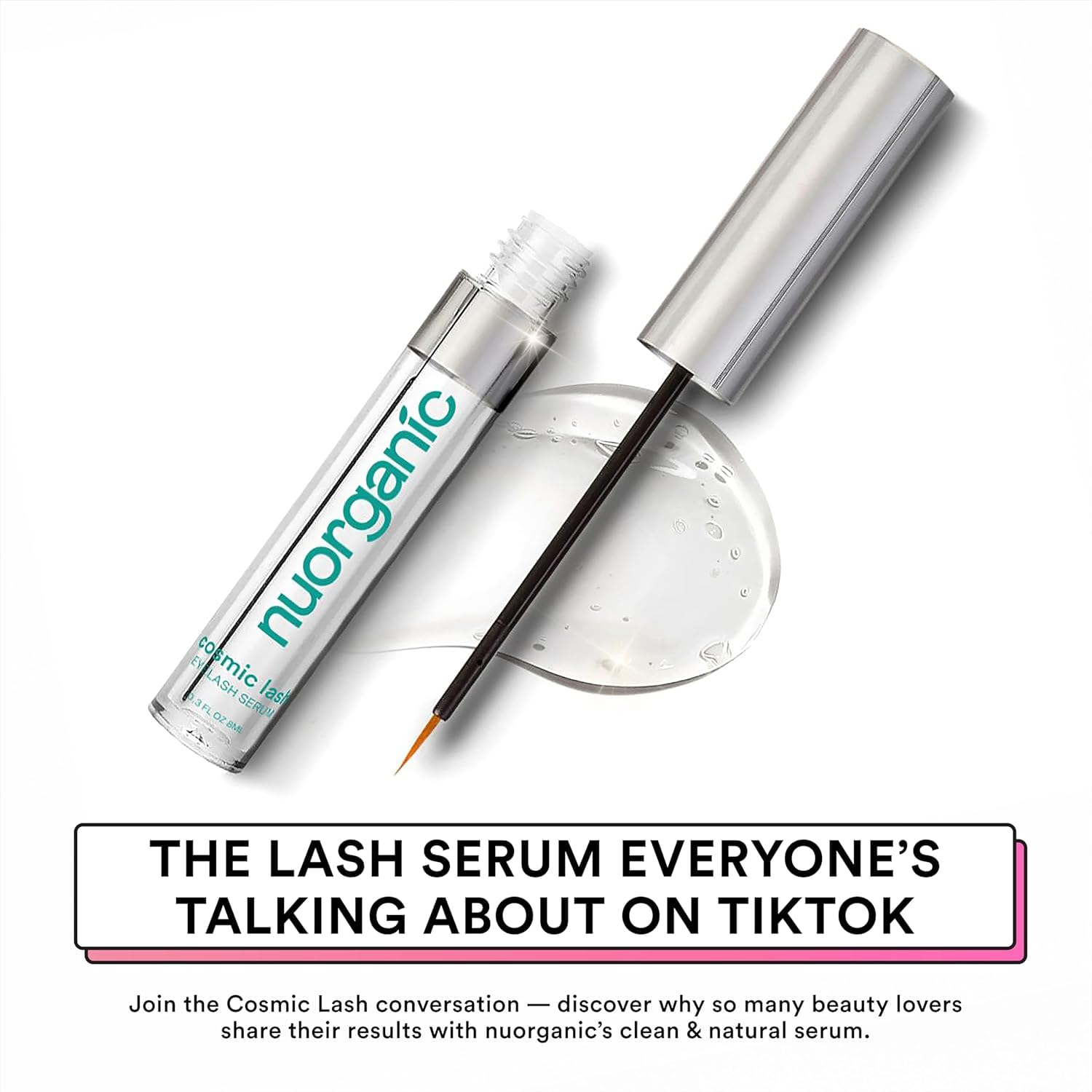 NuOrganic serum do rzęs – organiczne komórki roślinne na komórce macierzystych, serum na wzrost rzęs (8 ml) – grubsze, pełniejsze, dłuższe rzęsy – naturalne składniki z aktywnymi peptydami