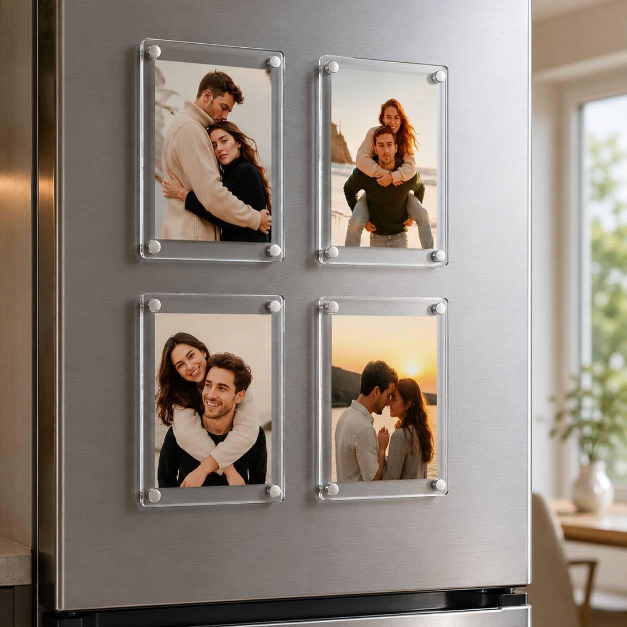 Art Street Magnetic Acrylic Photo Frame for Fridge, Double-Sided Display, Pack of 2, 6x9 cm Fridge Magnet Clear Picture Frame, Personalize & Swap Photos, Vertical-Horizontal Use, (Photos Not Included) 3