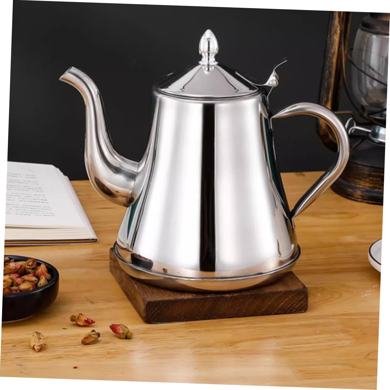 Schwanenhalskessel aus Edelstahl Kaffeekännchen mit Langem Ausguss Wasserkocher für Büro und Zuhause Teekanne mit Hitzebeständigem Griff Praktisches Kaffeezubehör