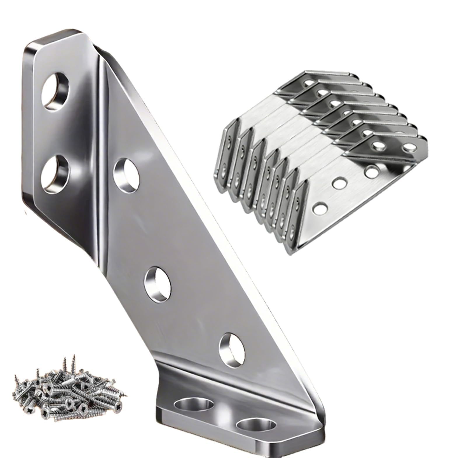 8pcs 2mm Thickened Stainless Steel Corner Brackets for Wood – Heavy Duty 90 Degree L Angle Braces with Screws, Strong Furniture Corner Connectors for Shelves, Cabinets, Tables & Drawers-image-24