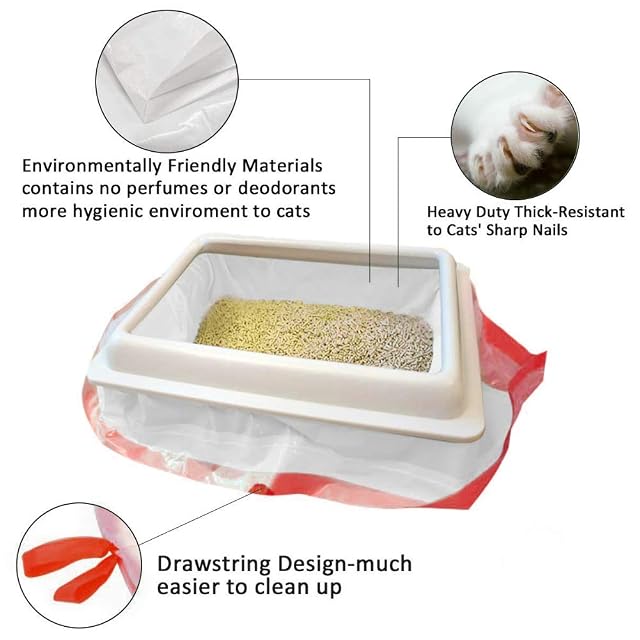 Foto 5 de 7 de Moliwen Forro para Bandeja de Arena para Gatos con Bolsa con Cordón 1 Paquetes (30 Bolsas)