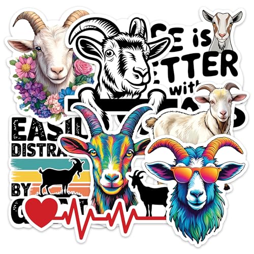 Image of Goat Sticker 8 Pcs (Large Size) Vinyl Stickers Laptop Waterproof Decal for Car Bumper Water Bottle Notebook Luggage Window Funny Party Birthday Decorations - Size 4 Inches