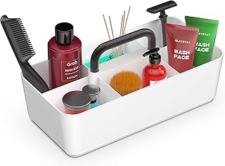 Kadolina Plastic Portable Shower Caddy Divided Basket Bin Bath Storage Organizer Tote with Handle for College Dorm Bathroo...