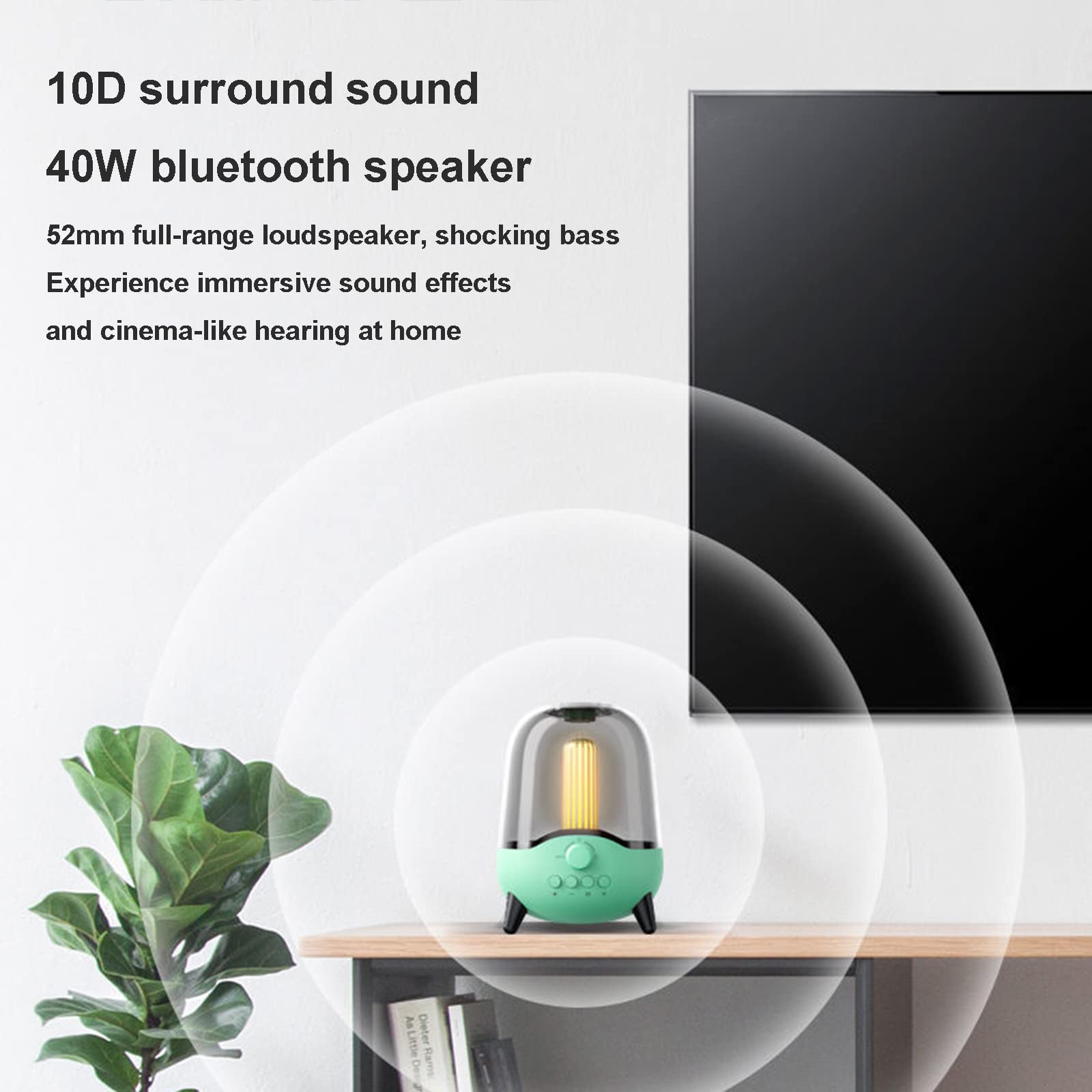 Haut-Parleur sans Fil Portable Bluetooth 5.0 intérieur/extérieur, Radio FM à lumière respiratoire LED, Batterie Audio 5 Watts 1800 mAh,Rose
