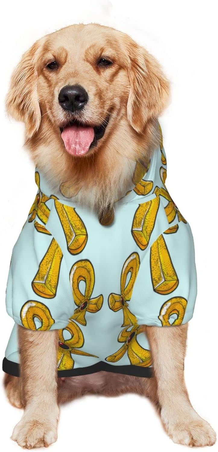 Large Dog Hoodie AncientEgyptianGoldenAnkh Pet Clothes