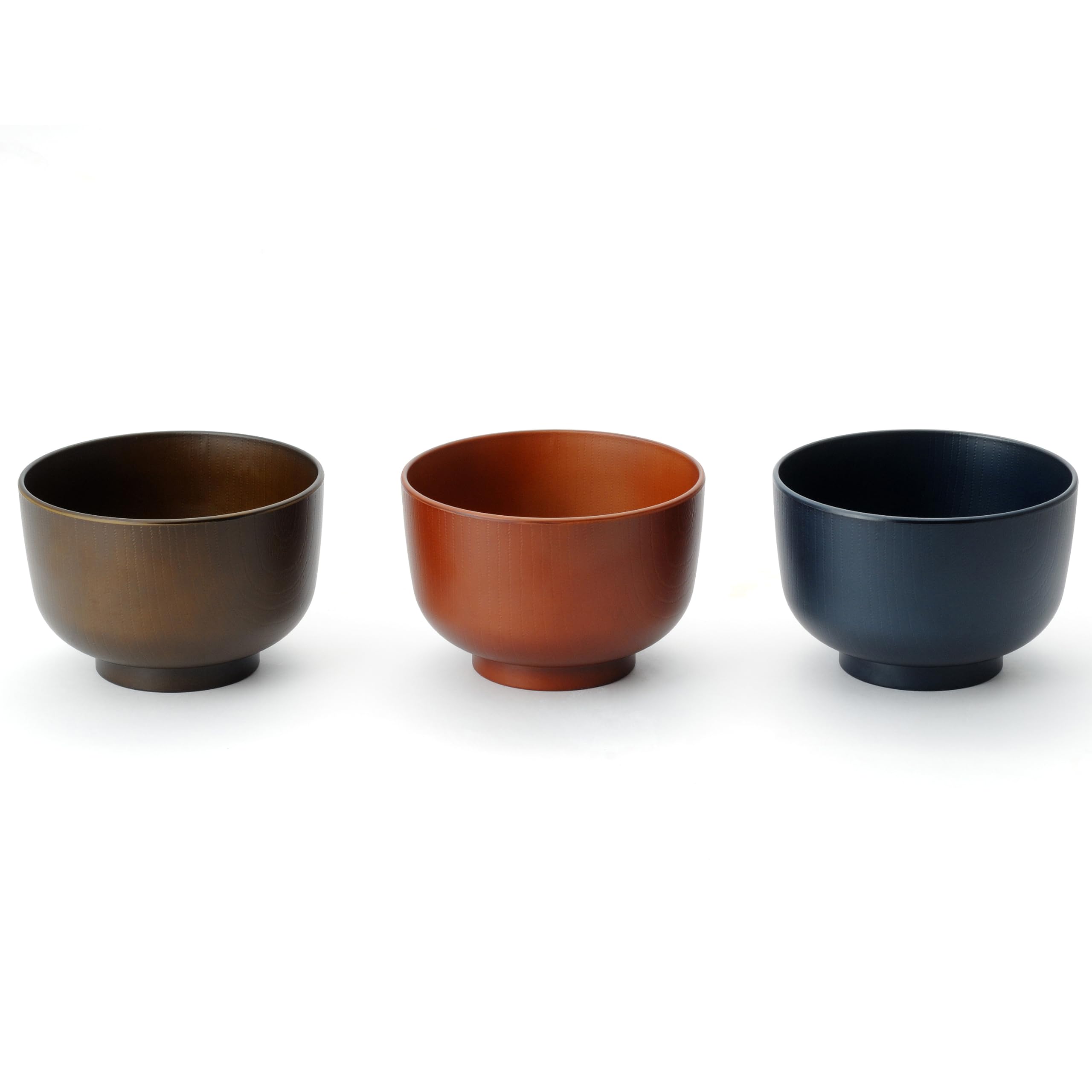 Modern Wood-Grain Miso Soup Bowls, Set of 3