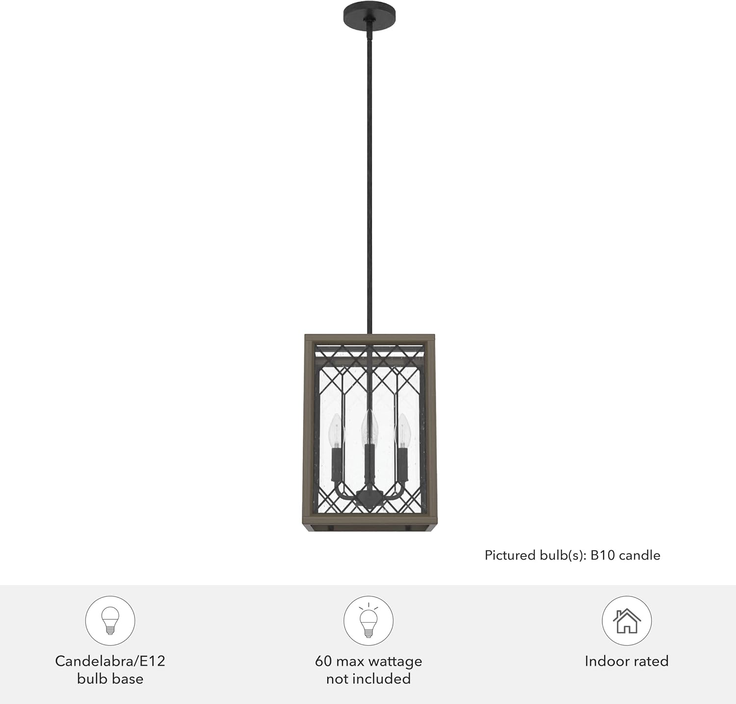 Hunter - Chevron 4-light Rustic Iron, Medium Size Pendant Light, Dimmable, Casual Style, for Bedrooms, Kitchens, Dining, Living Rooms - 19369