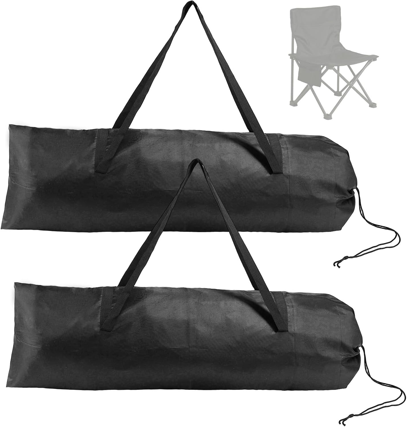 2pcs Camping Chair Replacement Bag, 43.31×14.96in Portable Large Storage Bag with Double-Handle Straps and Drawstring for Hammock Yoga Mat Fishing Poles Tent Travel Accessories(No Chair Included)