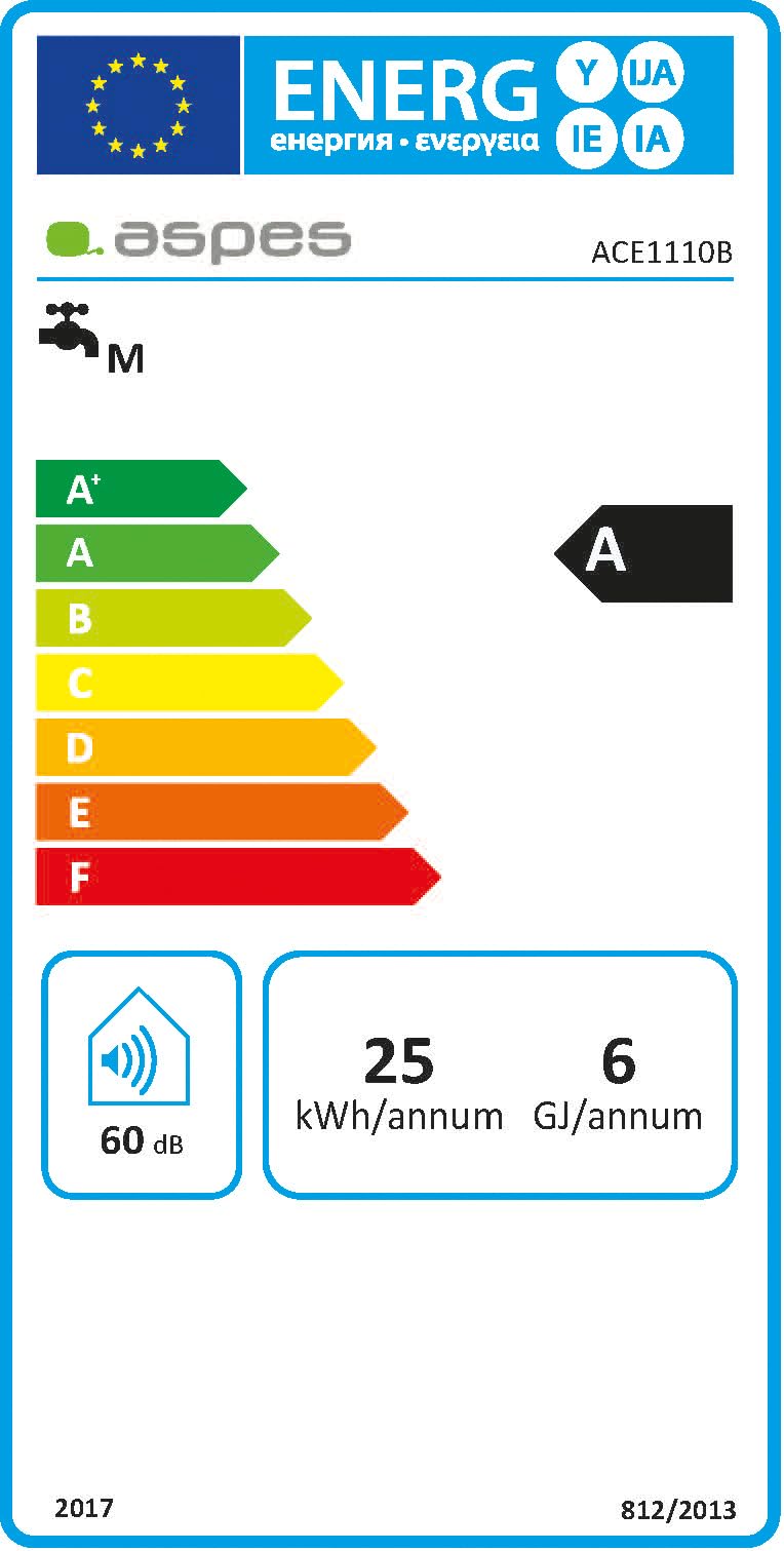 Aspes Calentador de Gas 11 Litros ACE1110B. Instalación Vertical, 45W, Incluye Kit de Montaje, Termostato Mecánico, Termómetro Digital, Blanco, Eficiencia Energética Clase A