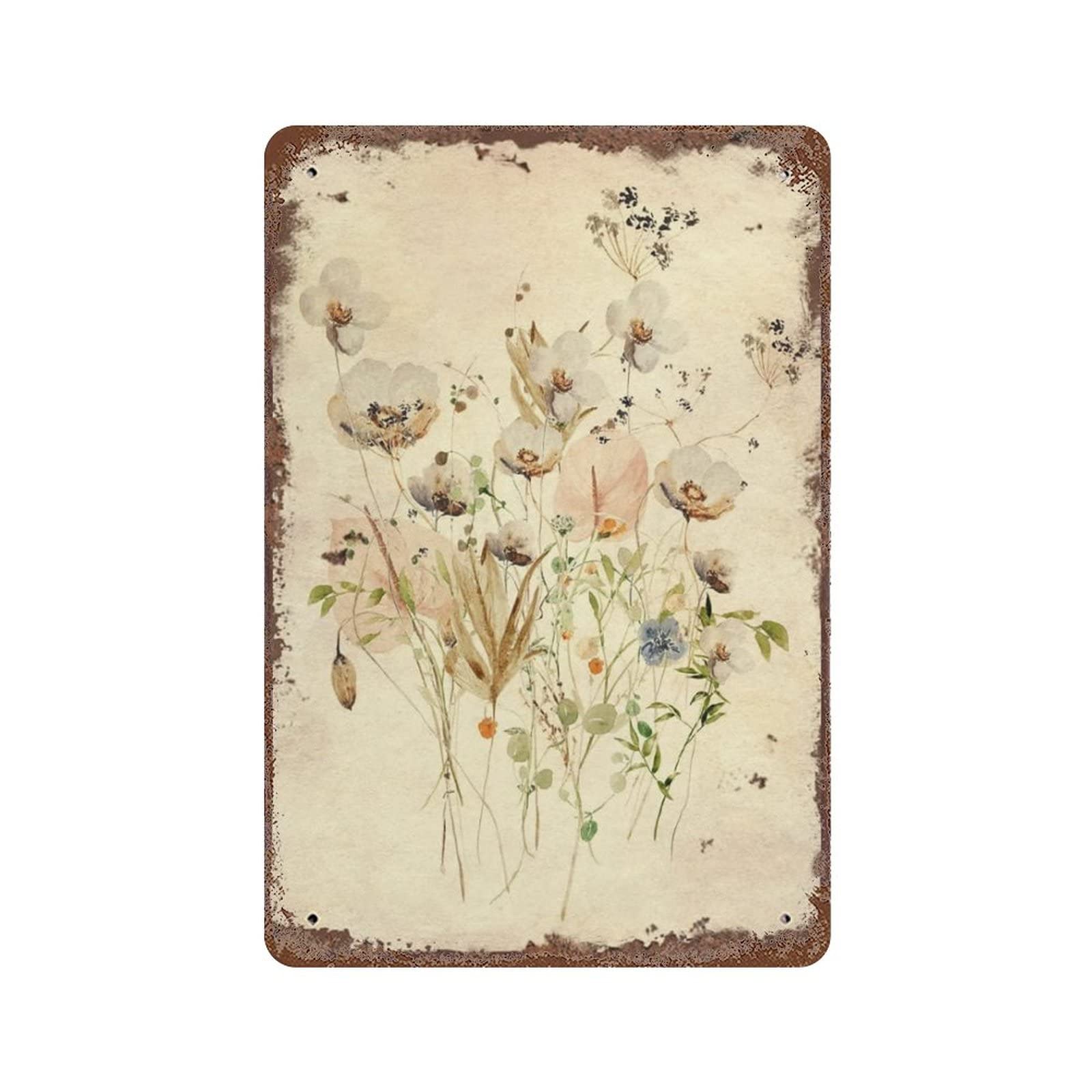 AOOEDM Wildlife Flower Floral Vintage Tin Sign Metal Tin Signs for Man Cave Funny Art Wall Plaque Kitchen Bar Pub Coffee Shop Wall Decor