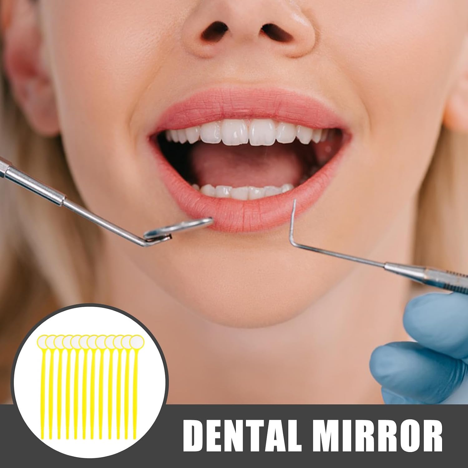 MAGICLULU 40pcs Disposable Portable Dental Teeth Inspection Mirror with Plastic Handle and Glass Surface, Convenient to Store and Safe to Use, for Clinic and Home Teeth Cleaning