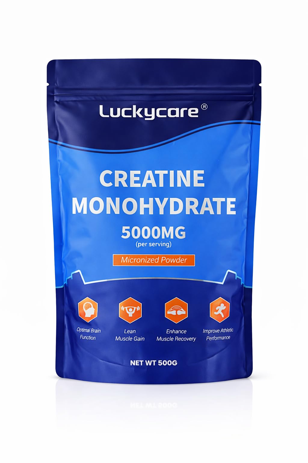 Luckycare Creatina monohidratada em pó 5000 mg por porção 500 g