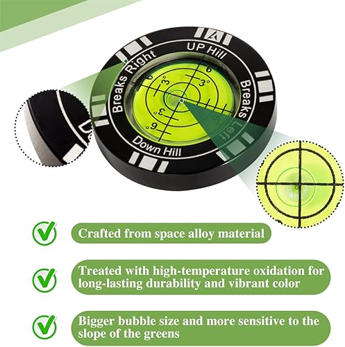 Miniatura 3 de Putt - Lector verde de golf, ayuda de entrenamiento de golf de alta precisión, elegante marcador de bola con clip para sombrero, accesorios de golf