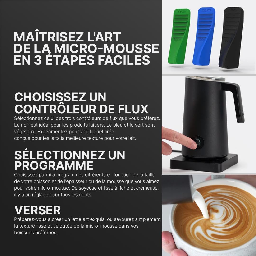 Subminimal NanoFoamer PRO, Mousseur à Lait électrique Mains Libres, Mousse de Lait Professionnelle pour Latte Art, Compatible avec Lait et Alternatives Végétales, Inclut une MasterClass