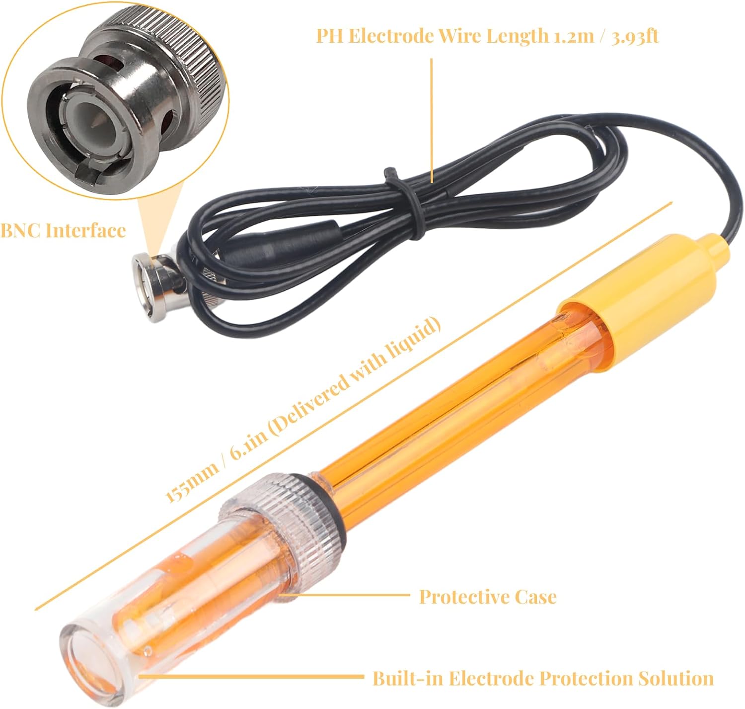 Mumusuki ORP Replacement Probe Electrode, BNC Q9 Connector Compatible with ORP Meters, Hydroponics, Aquarium, Pool Water Testing, Oxidation Reduction Potential Sensor