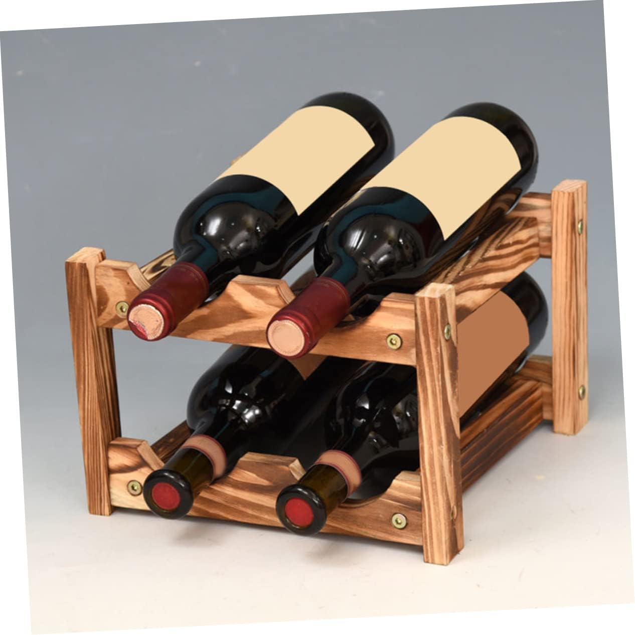 Wine Racks Wooden Cabinet 4 Bottle Display Stand Simple Sturdy for Living Space