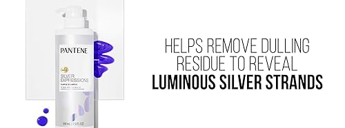 Miniatura 7 de Pantene Silver Expressions - Champú iluminador libre de sulfatos, con biotina y extracto de seda, ideal para cabello teñido blanco y gris, 9.6 onzas
