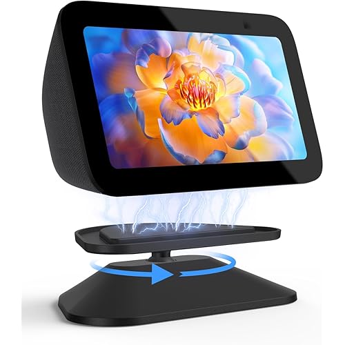Maxonar Stand for Echo Show 5 (3rd Gen), Adjustable Tilt Swivel Stand Anti-Slip Base Strong Magnetic Compatible with 2023 Release Show 5 Smart Speaker- Black