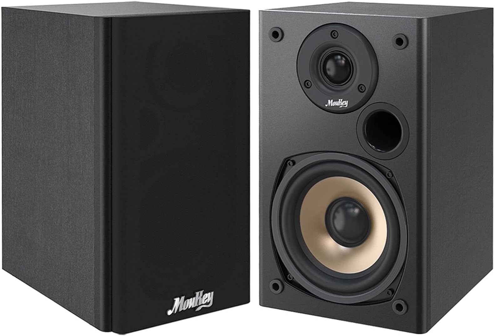 Moukey Passive Bookshelf Speakers Pair, 100 Watts Peak