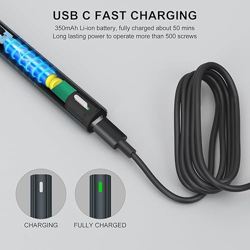 Miniatura 5 de STREBITO Destornillador eléctrico pequeño, 37 en 1, mini destornillador eléctrico 3.7 V, recargable, destornillador eléctrico de precisión magnética