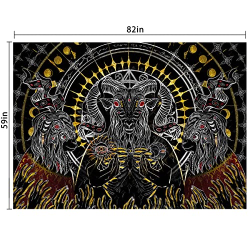 Xiguaguo Satan Goat Black Tapestry, Spiritual Leaders Tapestry, Meme Tapestry, Bibble Tapestry, Gothic Tapestry For Bedroom #TOP6