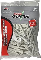 Pride Golf Tee 2-1/8 Inch Deluxe Wooden Golf Tees, 50 Count Bag - Durable USA-Made Hardwood Tees