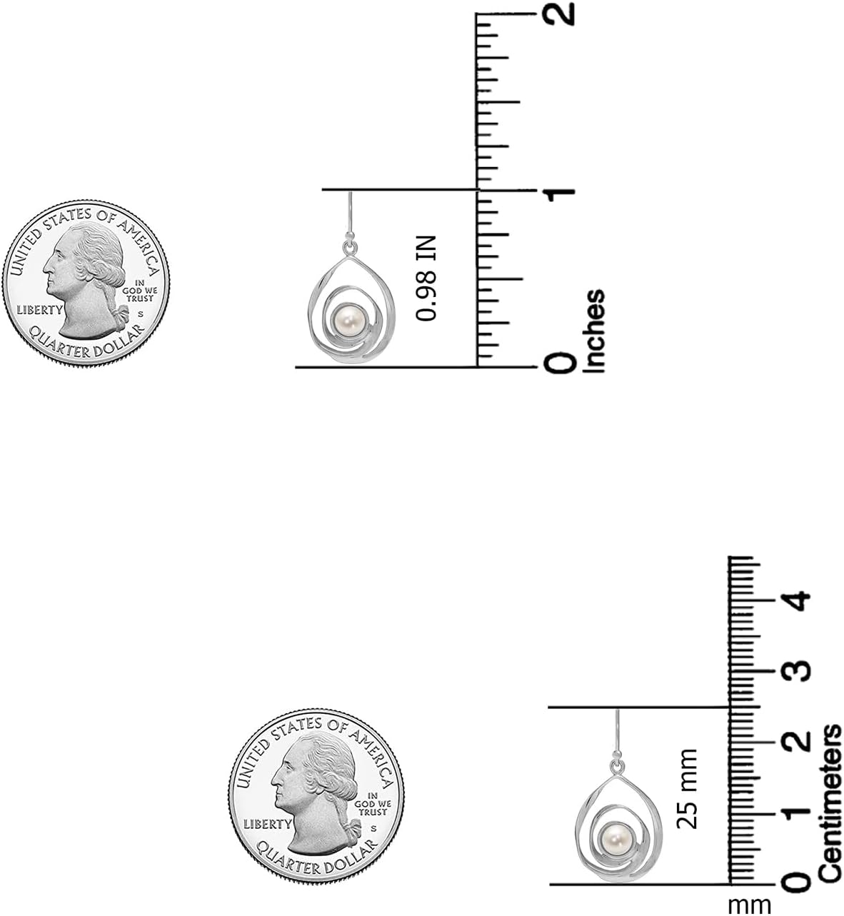 LeCalla Women's Sterling Silver Freshwater Pearl Earrings | 925 Silver Freshwater Cultured Pearl Drop Earring for Gift Jewelry - Image 3