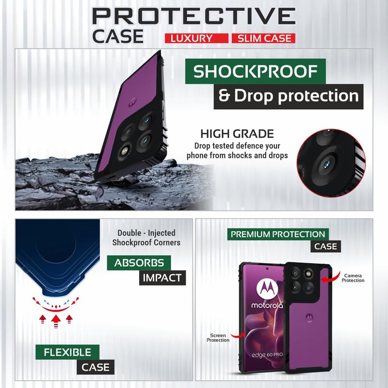 Image of AIBEX Crystal Clear Back Cover Case for Motorola Edge 60 Pro 5G | Transparent Shockproof Bumper Case | Non-Yellowing 360 Protection (PC & TPU)