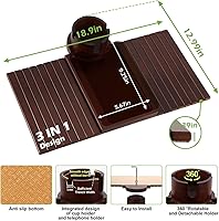 Vista 4 de aisongdong Bandeja Portavasos para Sofá - Mesa de Brazo de Sofá 3 en 1 con Soporte Giratorio de 360 para Teléfono, Bandeja de Brazo de Sofá Plegable