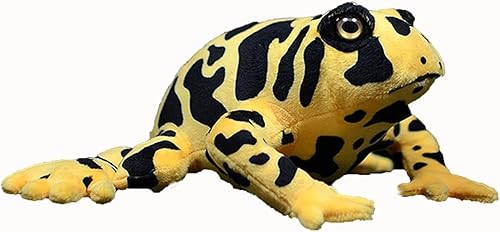 Tiny Heart Kawaii - Juguete de peluche de rana venenosa con cinta amarilla, 6.29 pulgadas, color amarillo, súper suave, adorable figura de peluche