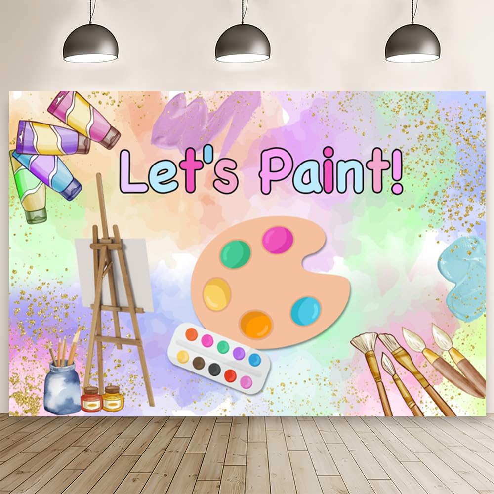 Printable Art Party Backdrop. Painting Birthday Party Decor. Custom Paint 6,5'x6,5' Banner. Color Splashes Painting Art Theme Background - UK - View #4