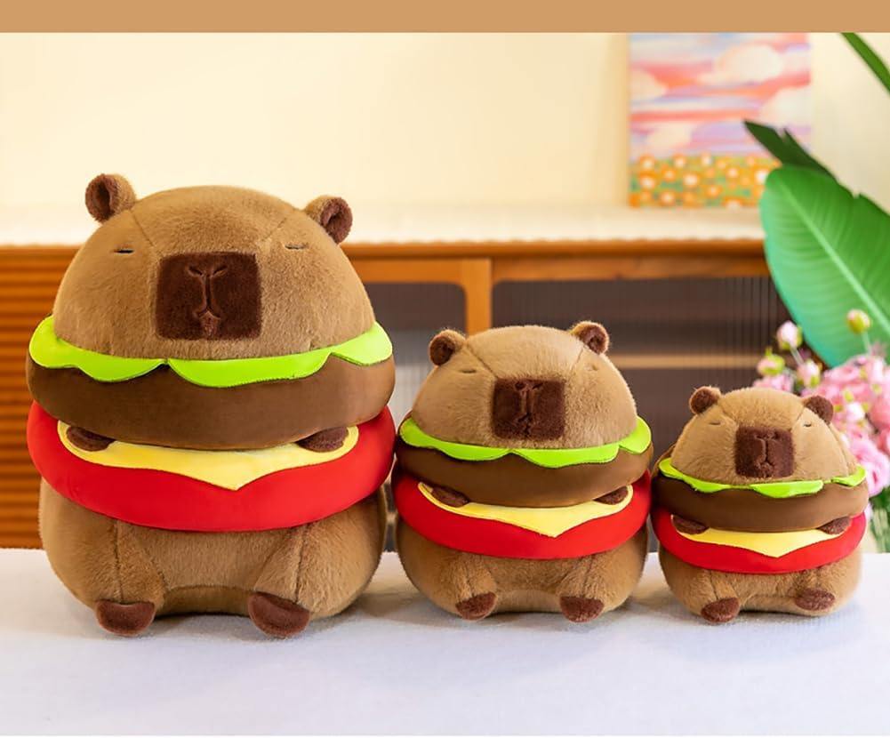 Capybara Plushie Stuffed Animal Toy, Stuffed Capybara Plush Toy, Birthday Xmas Gift for Kids (Hamburger)
