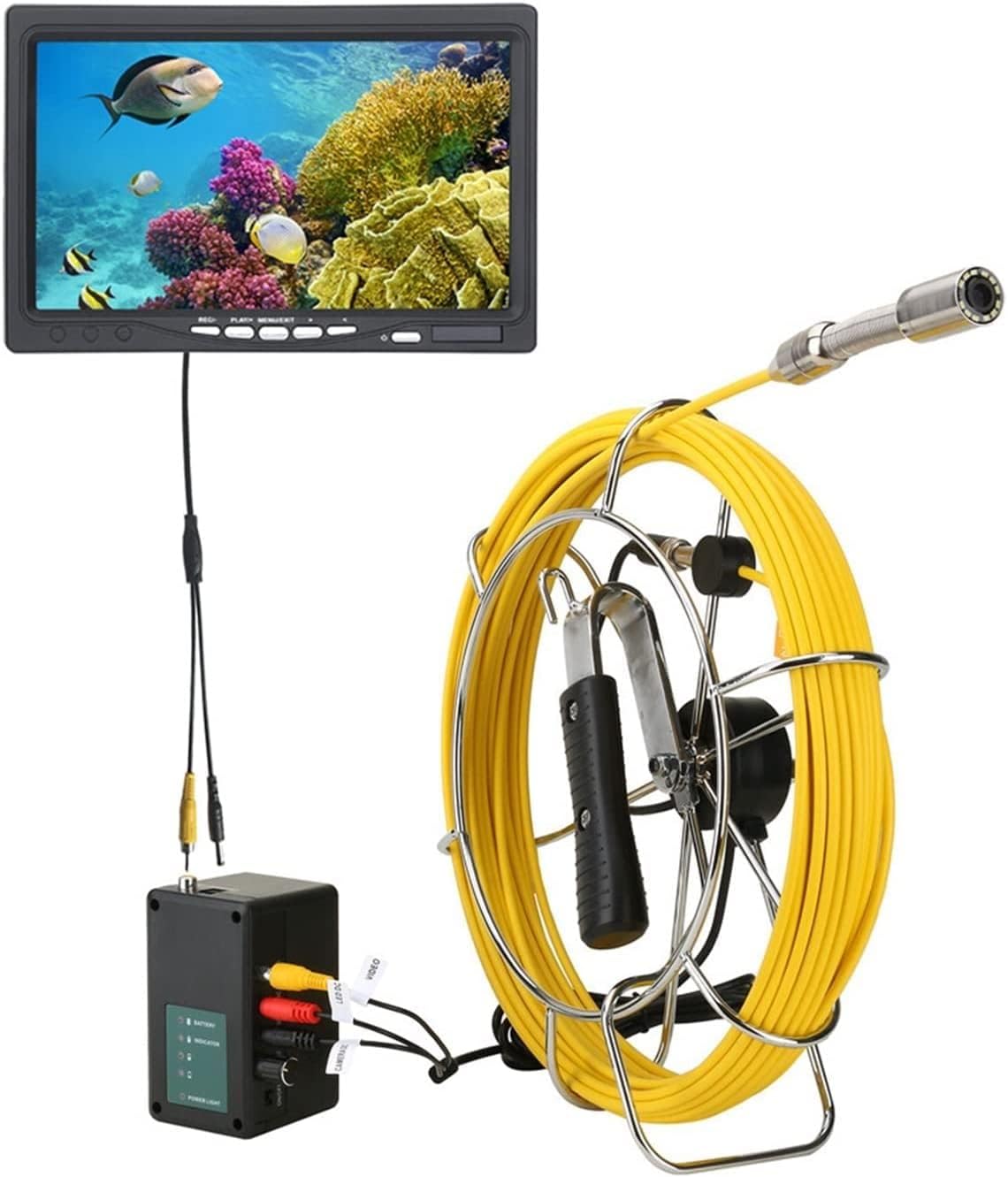 Industrial Endoscope 20M Sewer Pipe Inspection Video Camera with Meter Counter 17mm 8GB SD Card DVR IP68 Drain Sewer Pipeline Industrial Endoscope Pipeline Inspection