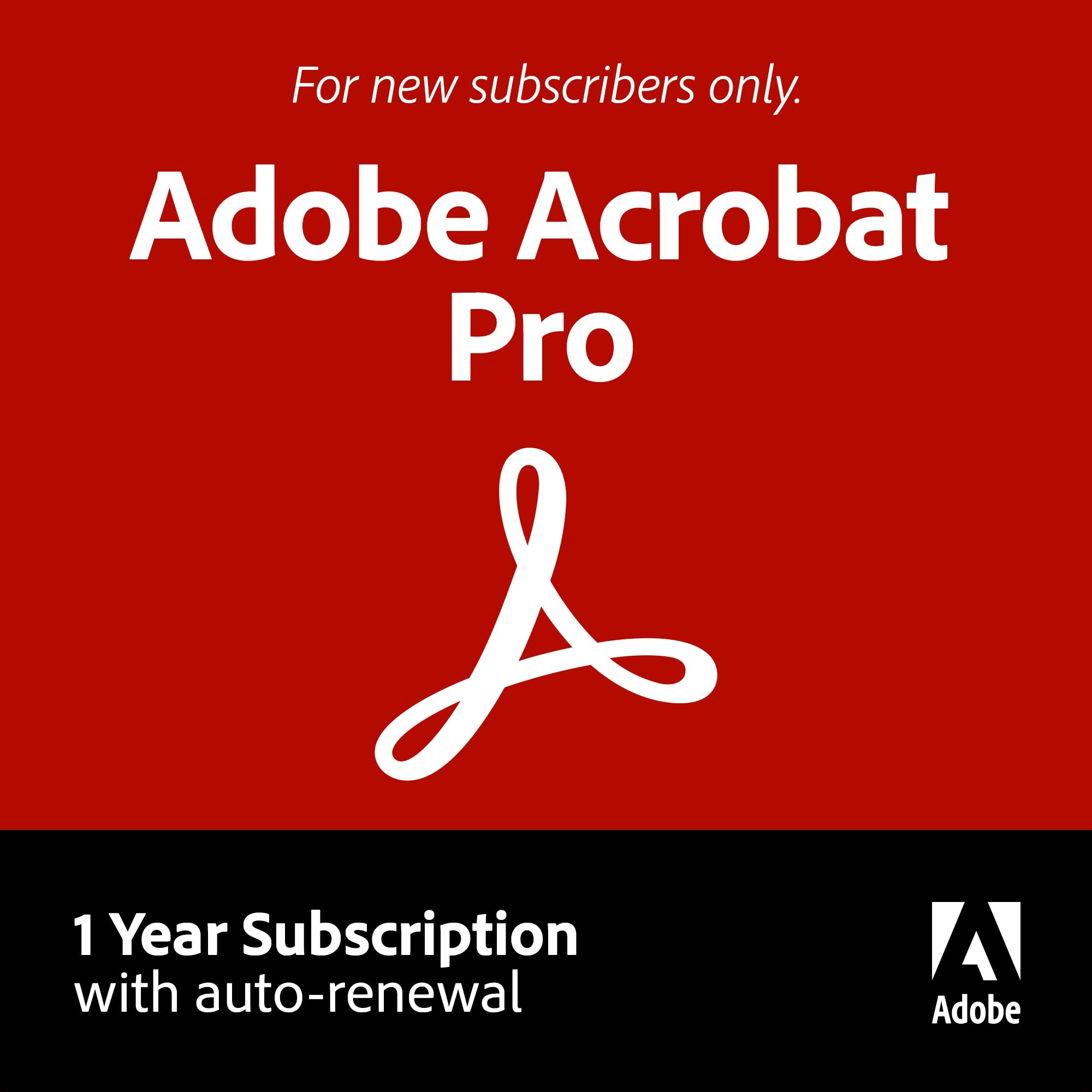 Adobe Acrobat Pro | PDF Software | Convert, Edit, E-Sign, Protect | 12-Month Subscription with Auto-Renewal | PC/Mac