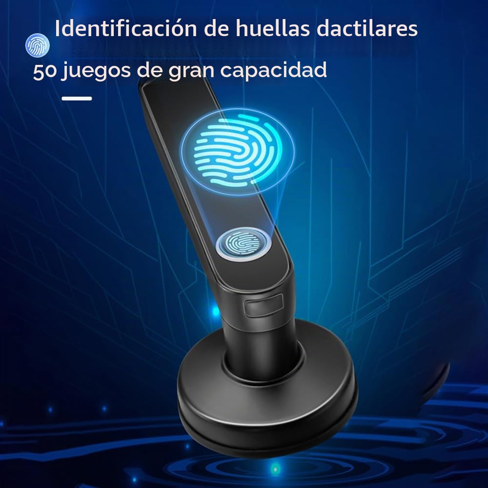 NEWFUN Cerradura Puerta Exterior Inteligente，Cerradura Con Huella Digital，Cerradura Wifi，Con llave, tarjeta llave, APP Bluetooth para cerraduras de puertas, resistente al agua para puertas de 35-50 mm