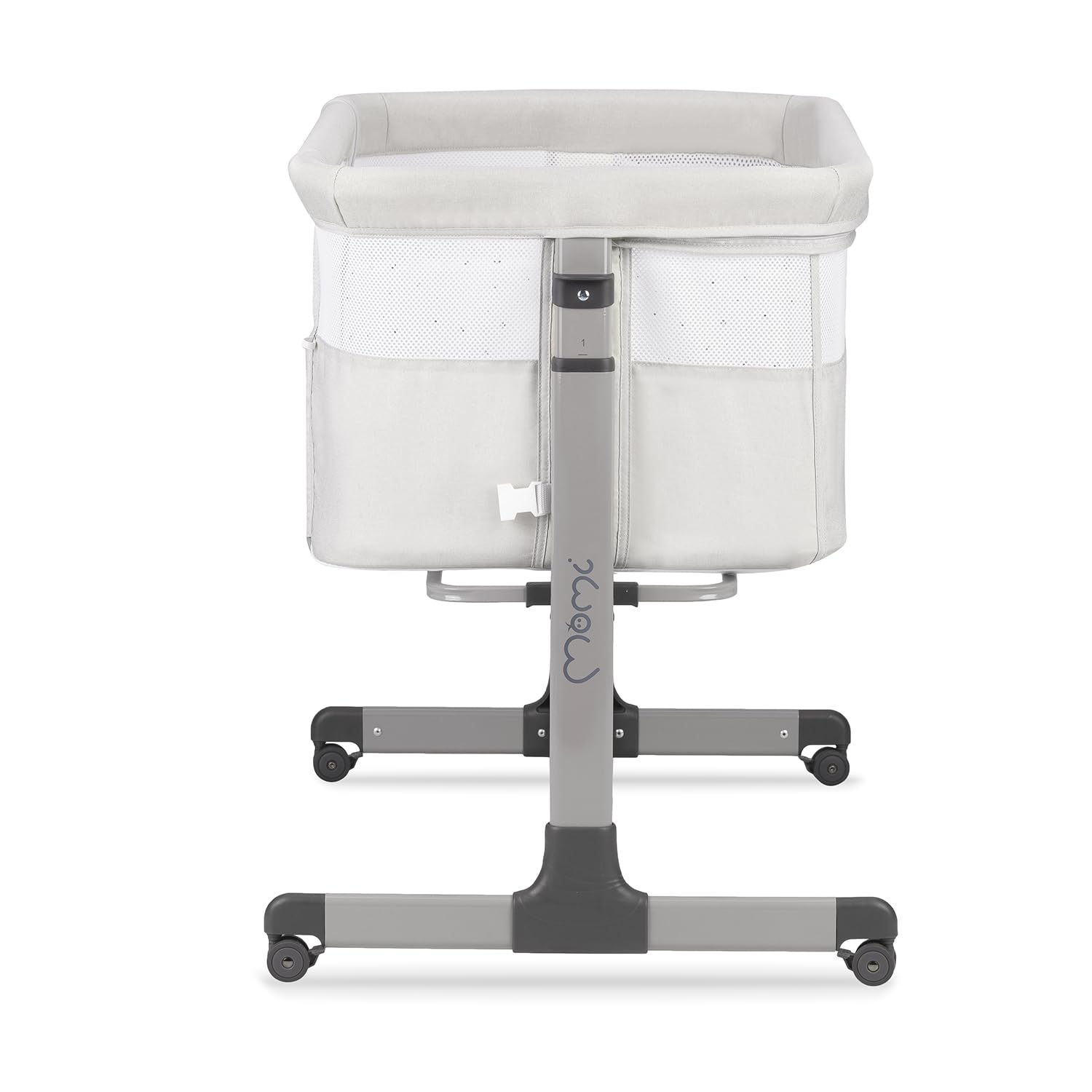 Momi REVO Cuna Multifuncional Ajustable en 6 Posiciones de Altura de 72 a 82 cm, con Ruedas, colchón Incluido, Correas de fijación, mosquitera y Barra de Juguetes