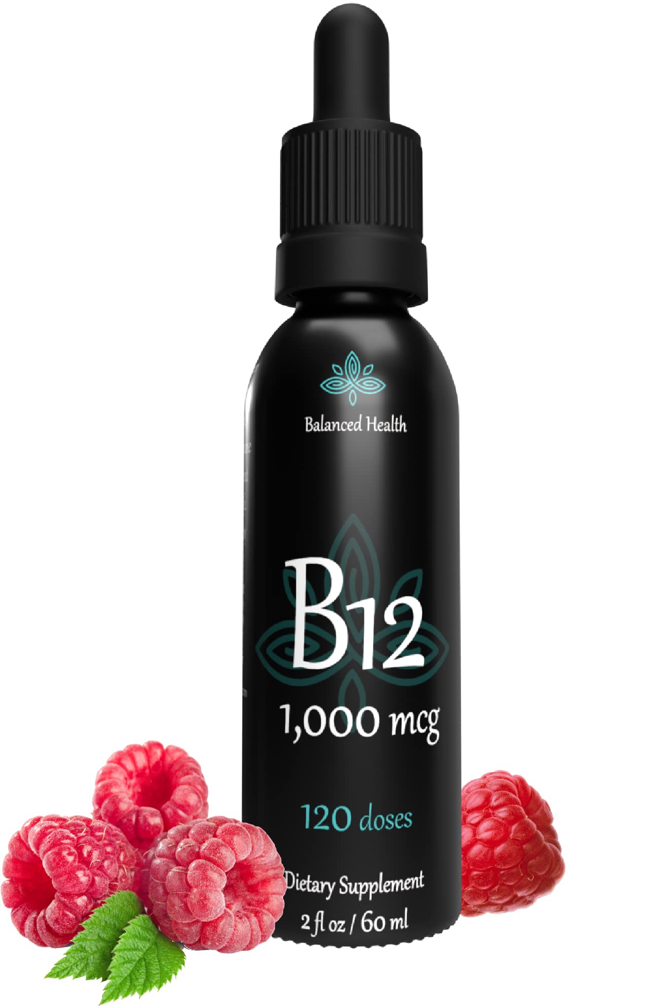 B12 1,000 mcg, 2oz 120 Servings, Raspberry Flavor, Methylcobalamin Sublingual Drops 2 Fl Oz (Pack of 1)