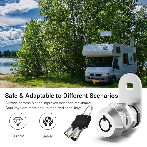 Image of 1 Pack Cabinet Locks with Keys, 5 /8 inch Tubular Cam Locks keyed Alike, RV Lock for Storage Door Cabinets Drawer Mail Box Tool Box Lock, Zinc Alloy