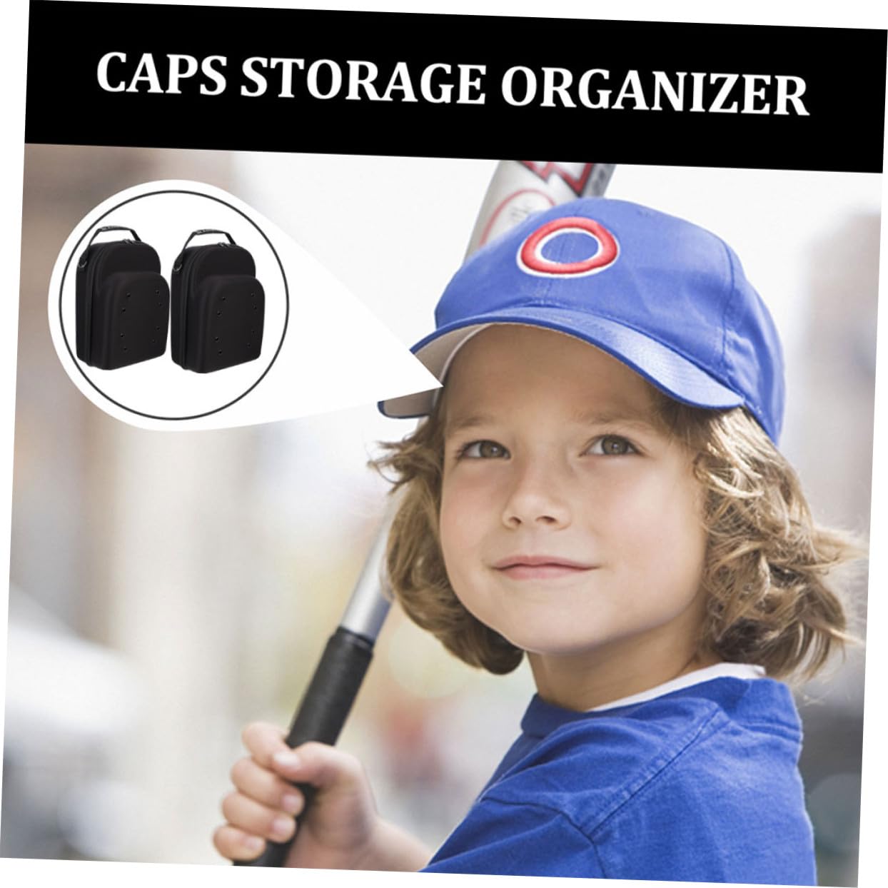 Caja Organizadora Eva para Gorras de Béisbol, 2 Unidades, Negro, Adecuado para Viaje
