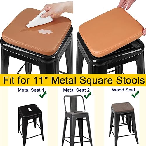 Miniatura 5 de SINOSSO Cojines Modernos de Cuero Sintético para Taburetes de Bar, Paquete de 4, Almohadillas Magnéticas Pequeñas Leathaire para Sillas de Cafetería