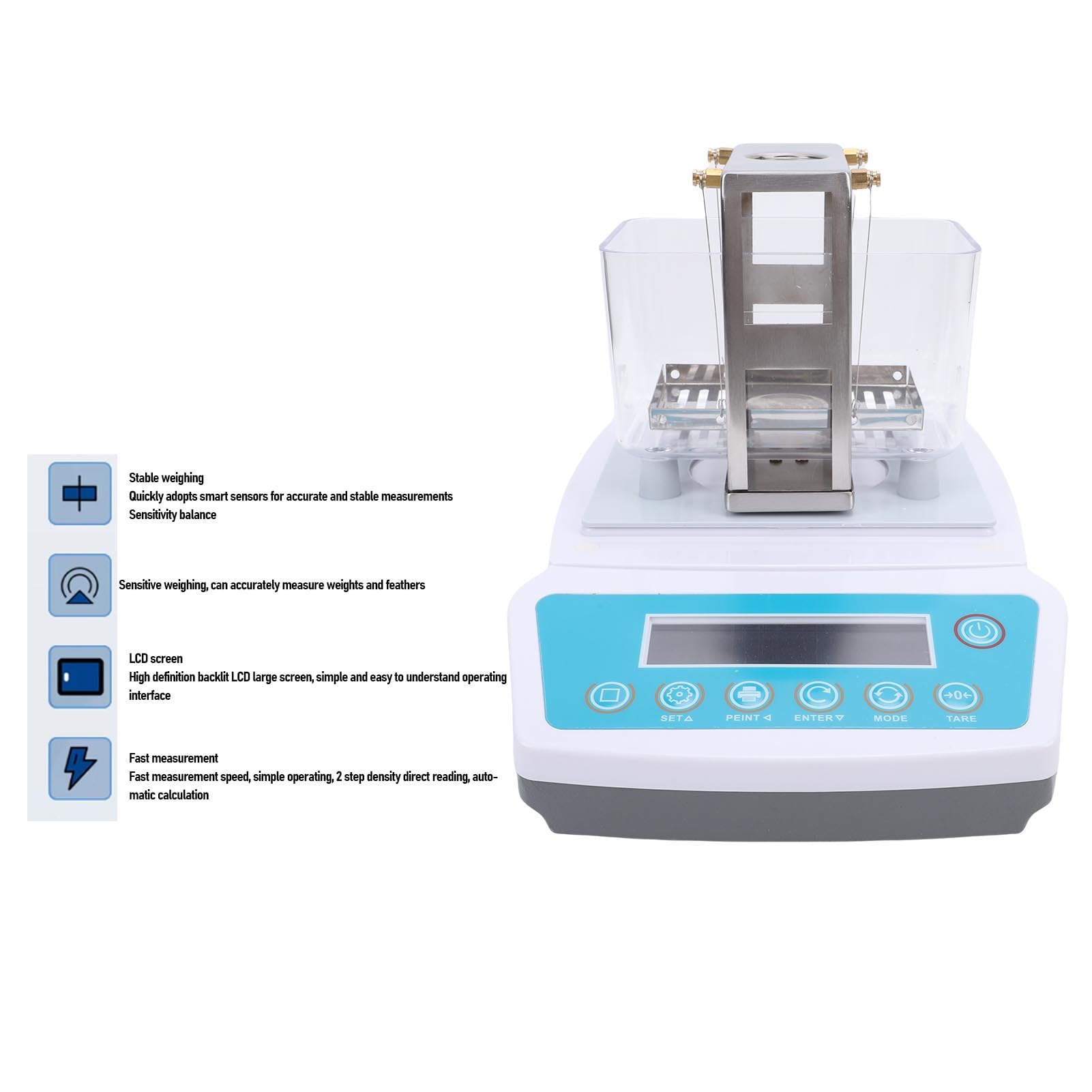 Kommerzielles Gold-Reinheitsgehalt-Detektor-Kit, Elektronisches Golddichte-Testgerät, Edelmetall-Testanalysator, für PT, Silber, Legierung, 300 G/0,01 G (EU-Stecker 220V)