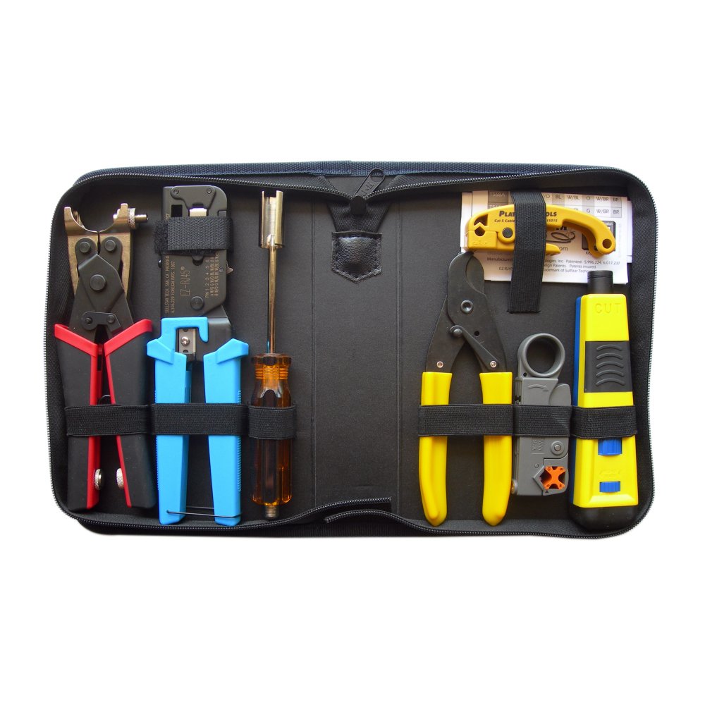 Platinum Tools 90124 Pro Twisted Pair and Coax Termination Kit with Zip Case, 1-Pack
