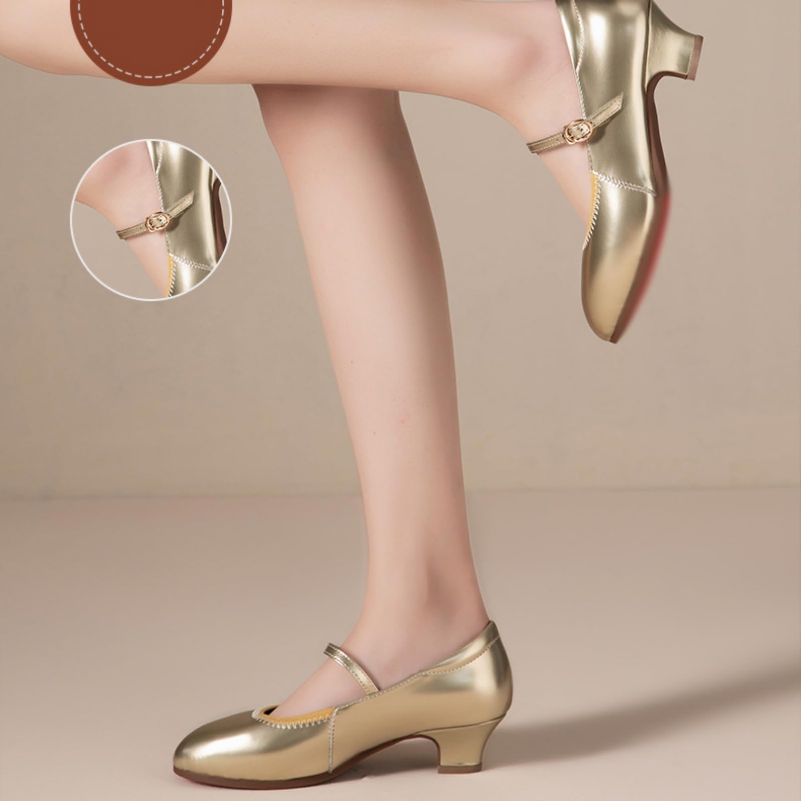 Zapatos Baile Salón Mujer Zapatos Latinos De Salsa De Charol con Punta Afilada Y Tacón con Correa Al Tobillo para Bodas Y Eventos Nocturnos