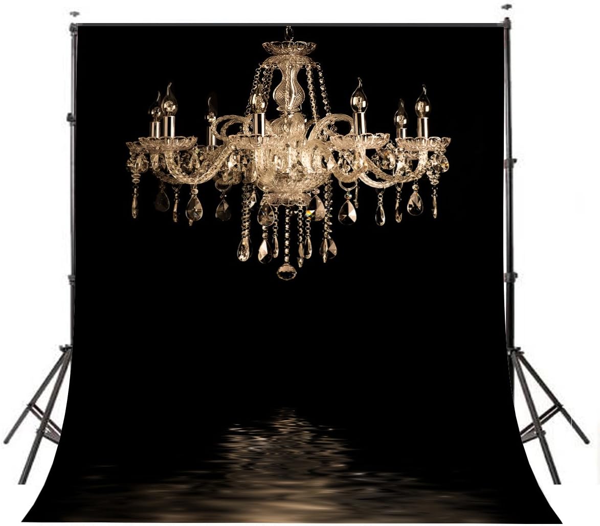 5x7ft Luxurious Chandeliers Photography Background European Gorgeous Crystal Chandelier Black Backdrop Studio Props Indoor Decorations LY024