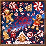 DULEFUN Christmas Window Clings, Gingerbread Man Candy Window's Stickers Decals Oil Painting Xmas Windows Decoration for Holiday Winter Party Home Office Decor