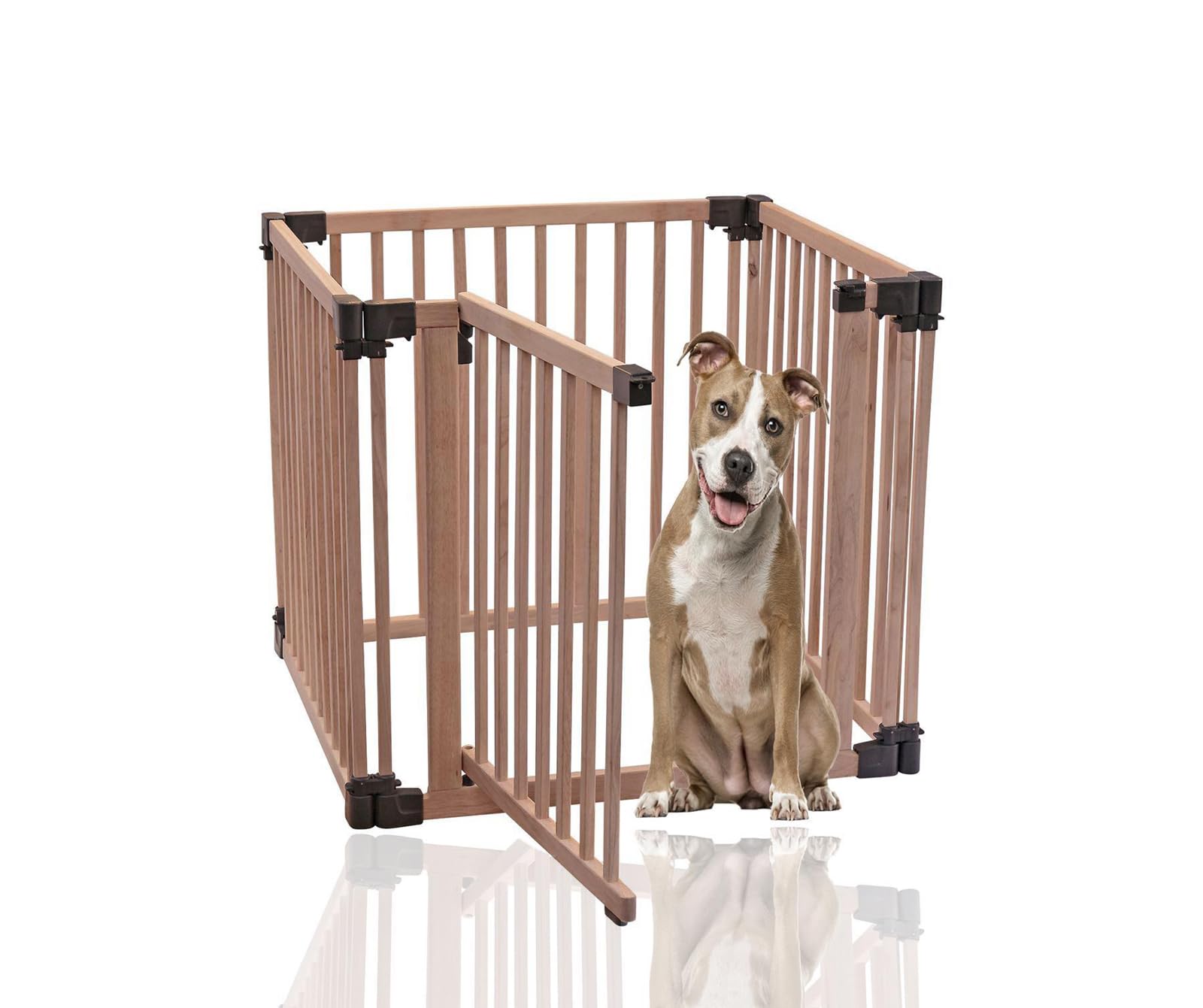 Safetots Premium Wooden Pet Pen and Puppy Training Pen, 80cm x 80cm, Dog and Pet Exercise Playpen, With door, Easy Assembly