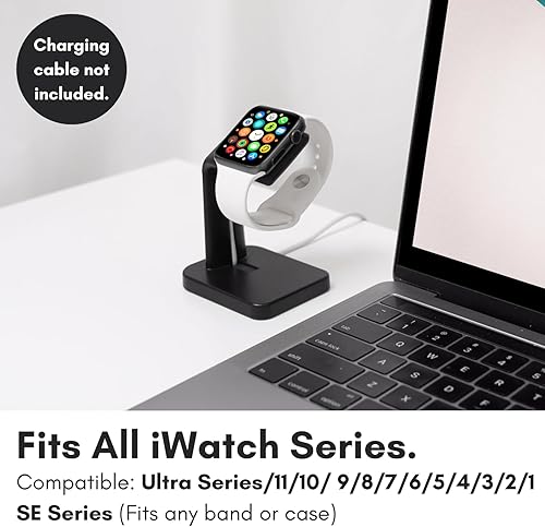 Miniatura 2 de Macally Soporte de cargador para Apple Watch Series Ultra, 9, 8, 7, 6, 5, 4, 3, 2, 1, SE (1.732 pulgadas, 1.654 pulgadas, 1.575 pulgadas, 1.496